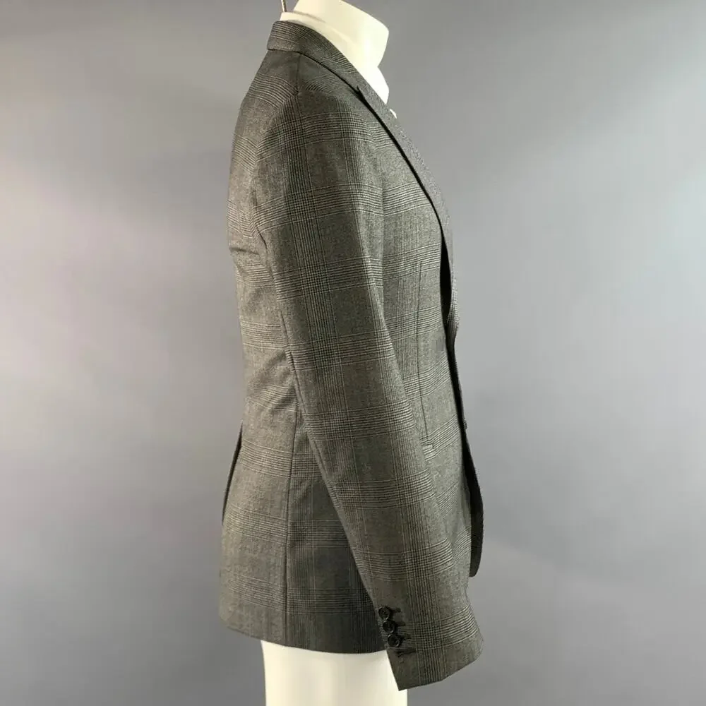 DOLCE & GABBANA Chest Size 38 Black White Plaid Virgin Wool Sport Coat